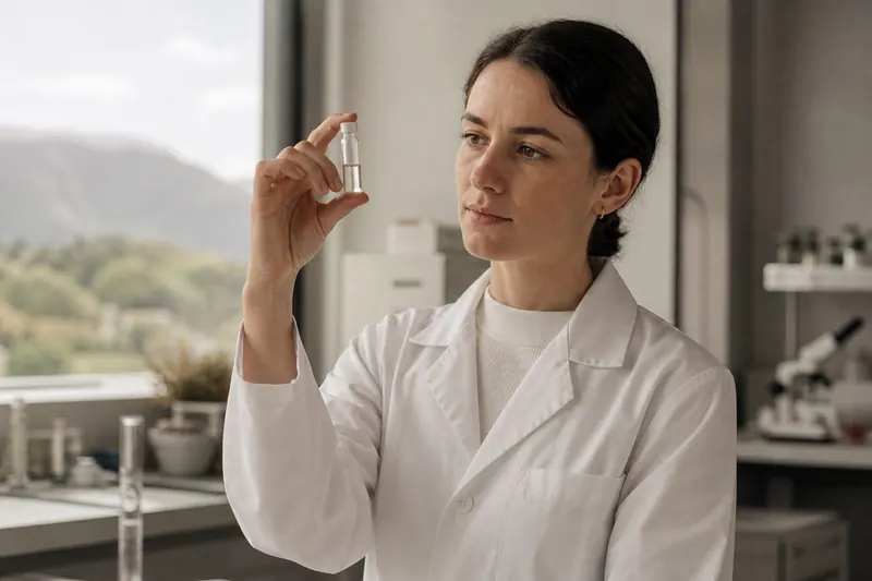 Scientist examining a sample in a laboratory